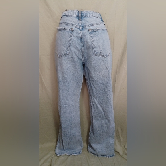 🍒 Abercrombie & Fitch Light Blue 90's Baggy Low Rise Button Fly Frayed Jeans - Picture 2 of 10
